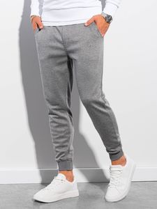 Ombre Spodnie męskie dresowe joggery P991 - grafitowe S 1