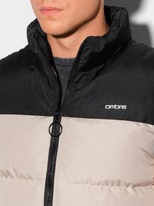 Ombre Bezrękawnik męski pikowany V36 - beżowy M/L 2