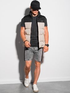 Ombre Bezrękawnik męski pikowany V36 - beżowy M/L 3