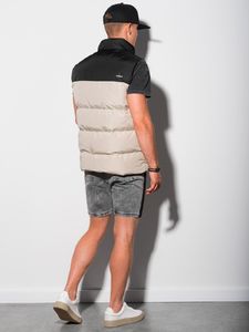 Ombre Bezrękawnik męski pikowany V36 - beżowy M/L 7