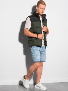 Ombre Bezrękawnik męski pikowany V36 - khaki XS/S 3