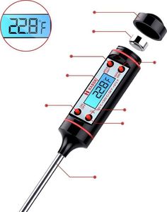 Hurtel Cyfrowy elektroniczny termometr kuchenny spożywczy szpilkowy sonda do mięsa wina czarny 6