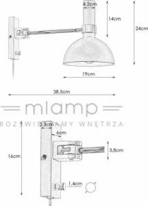 Kinkiet Markslojd Kinkiet lampa ścienna Markslojd Larry 1x60W E27 czarny / złoty 106970 3