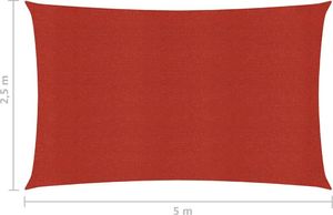 vidaXL Żagiel przeciwsłoneczny, 160 g/m, czerwony, 2,5x5 m, HDPE 6