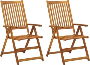 vidaXL Rozkładane krzesła ogrodowe z poduszkami, 2 szt., lita akacja 2