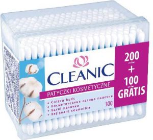 Cleanic Patyczki higieniczne Pudełko kwadratowe 200 + 100 szt 1