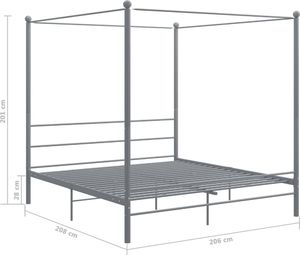 vidaXL Rama łóżka z baldachimem, szara, metalowa, 200 x 200 cm 6