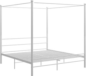 vidaXL Rama łóżka z baldachimem, biała, metalowa, 200 x 200 cm 2