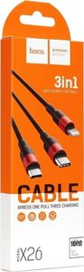 Kabel USB Hoco USB-A - Lightning 1 m Czarno-czerwony (6957531080282) 1