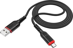 Kabel USB Hoco USB-A - microUSB 1 m Czarno-czerwony (6931474744890) 2