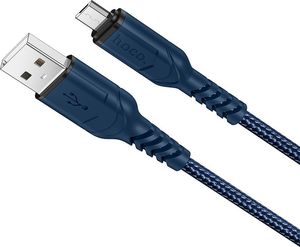 Kabel USB Hoco USB-A - microUSB 1 m Niebieski (6931474744913) 1
