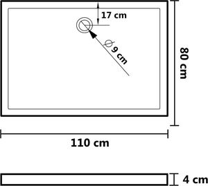 Brodzik vidaXL prostokątny 110 cm x 80 cm (148918) 7