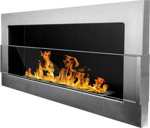 Selsey SELSEY Biokominek Maltern 90x40 cm z szybą inox srebrny z certyfikatem TV 1