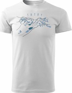 Topslang Koszulka z górami w góry turystyczna z Tatrami Tatry trekkingowa męska biała REGULAR XL 1