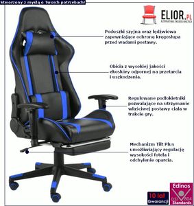 Fotel Elior Epic Gamer niebieski 2