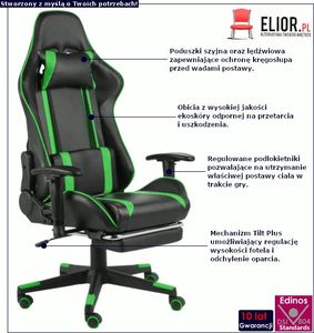 Fotel Elior Epic Gamer zielony 2