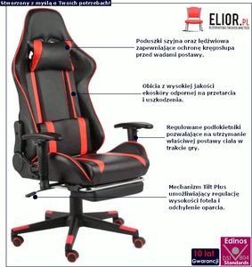 Fotel Elior Epic Gamer czerwony 2