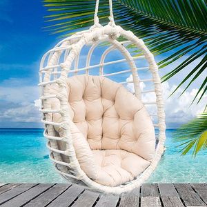 Elior Czarny wiklinowy fotel wiszący z kremowym siedziskiem - Petro 3X 4