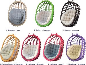 Elior Czarny wiklinowy fotel wiszący z kremowym siedziskiem - Petro 3X 5