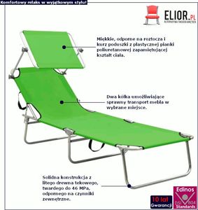 Elior Zielony leżak ogrodowy z zadaszeniem - Lorenzo 2