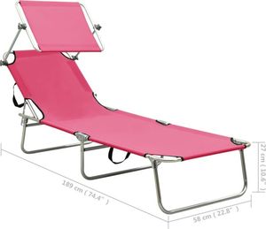 Elior Różowy leżak ogrodowy z zadaszeniem - Lorenzo 4