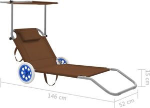 Elior Brązowy leżak ogrodowy z kółkami - Miriam 4