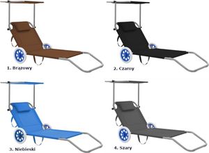 Elior Brązowy leżak ogrodowy z kółkami - Miriam 6