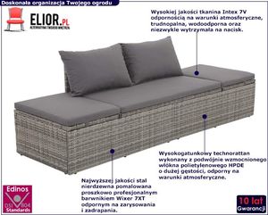 Elior Szara rozkładana leżanka ogrodowa - Combi 2