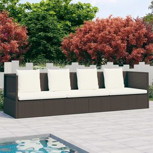 Elior Brązowa kanapa ogrodowa z poduszkami - Kamara 4