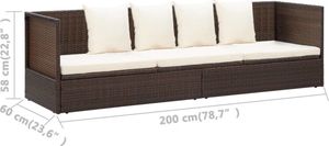 Elior Brązowa kanapa ogrodowa z poduszkami - Kamara 5