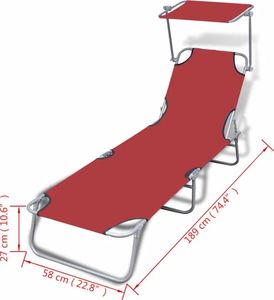 Elior Czerwony leżak ogrodowy z zadaszeniem - Lorenzo 4