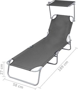 Elior Szary leżak ogrodowy z zadaszeniem - Lorenzo 4