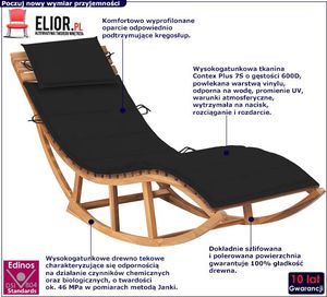 Elior Czarny bujany leżak ogrodowy z litego drewna - Afis 3X 2