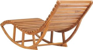 Elior Czarny bujany leżak ogrodowy z litego drewna - Afis 3X 4