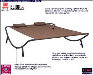 Elior Dwuosobowy nowoczesny leżak ogrodowy brązowy - Prosp 2