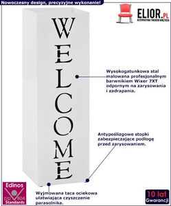 Elior Biały designerski stojak na parasole z napisem - Bones 2S 2