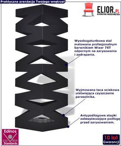 Elior Czarny nowoczesny metalowy parasolnik - Nauro 3S 2