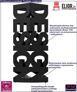 Elior Czarny designerski stojak na parasole - Nauro 4S 2