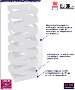 Elior Biały modernistyczny metalowy parasolnik - Nauro 3S 2
