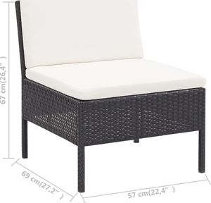 Elior Zestaw czarnych mebli ogrodowych z jasnymi poduszkami - Shannon 2X 11