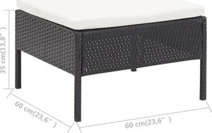 Elior Zestaw czarnych mebli ogrodowych z jasnymi poduszkami - Shannon 2X 12