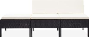 Elior Zestaw czarnych mebli ogrodowych z jasnymi poduszkami - Shannon 2X 3