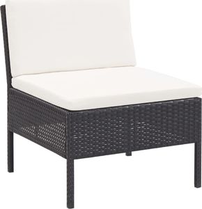 Elior Zestaw czarnych mebli ogrodowych z jasnymi poduszkami - Shannon 2X 4