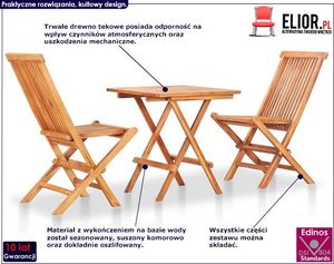 Elior Zestaw drewnianych mebli ogrodowych - Trivo 2X 2