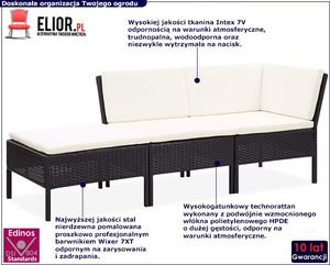 Elior Kremowy zestaw wypoczynkowy z poduszkami - Romulus 2