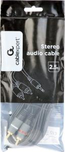 Kabel Gembird Jack 3.5mm - RCA (Cinch) x2 2.5m szary (CCA-352-2.5M) 2