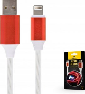 Kabel USB Gembird GEMBIRD CC-USB-8PLED-1M USB 8-pin charge & data cable with LED light effect 1m 1