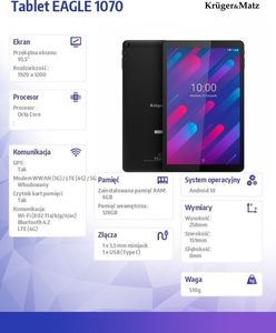 Tablet Kruger&Matz Eagle 1070 10.5" 128 GB 4G Czarny (KM1070.1) 8