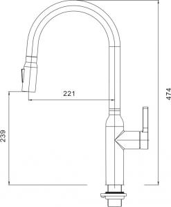 Bateria kuchenna Aquila Hydria II Pull Down stojąca czarny matowy 7