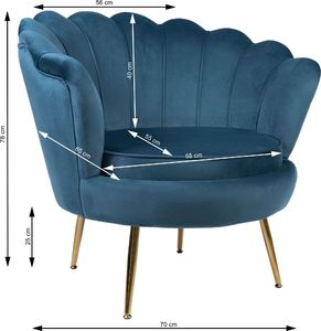 Szchara FOTEL MUSZELKA VELVET MORSKI Z PODUSZKĄ W ZESTWIE 2